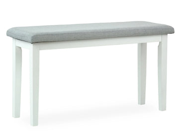 Dining Kitchen Solid Wooden Bench Stained Classic Design Padded Seat in White Finish
