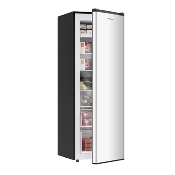 BANGSON Upright Freezer, 7.0 Cu.ft Freestanding Freezer, Convertible Upright Freezer/Refrigerator, Single Door for Kitchen, Office, Apartment, Silver