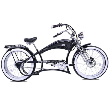 Twenty5 DS Chopper Stretch Cruiser E-bike, 26" Wheels, 800W Motor, Disc Brake, for men, Black