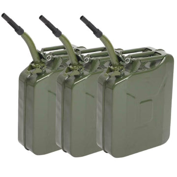 YUONAO 3-Pack 5 Gal (20L) Steel Gas Fuel Can C Army Green Military-Grade Gasoline Container for Emergency, Outdoor, Off-Road, Camping