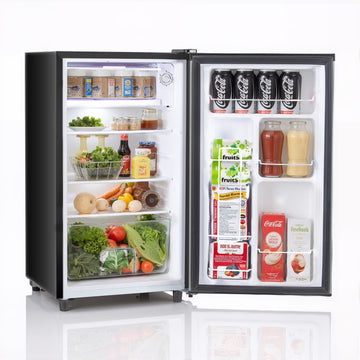 Upgraded Mini Fridge with Freezer, Compact Single Door, 3.2 Cu.Ft , Adjustable Thermostat, Low Noise, Perfect for Bedroom, Dorm, Office, 17.5" D x 17.7" W x 31.5" H, Black