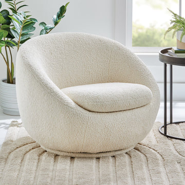 Better Homes & Gardens Mira Swivel Accent Chair, Cream Shearling