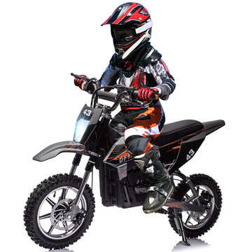 Electric Dirt Bike for Kids,36V Ride on Motorcycle,Up to 15.5MPH,350W Brushless Motor,LED Headlight,Leather Seat,Front and Back Brakes,Electric Motorcycle for Kids Age 8-16,Max Load 175lbs