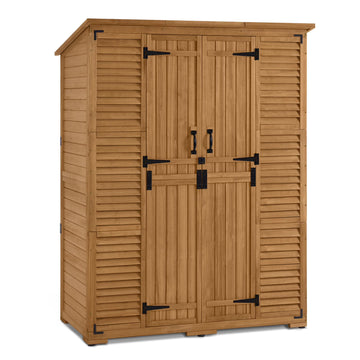 MCombo Large Outdoor Storage Shed with 6 Shelves, Outside Tool Wooden Storage Cabinet, 1738
