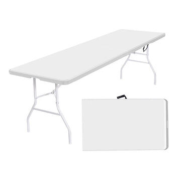 8 Foot Folding Table,Outdoor Folding Table,Bi-Fold,Outdoor Table for Picnic Party Dining Camp,White