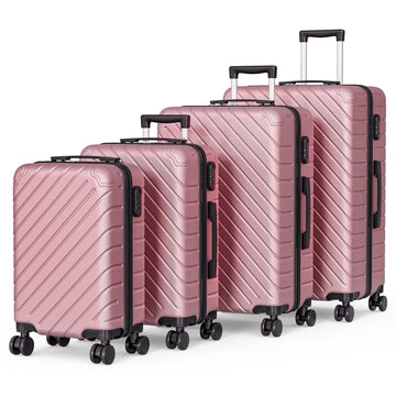 Apelila 4 Piece Luggage Sets Waterproof Durable Ultra-Light Hardside Spinner Suitcase Set Extra Large Capacity with 360 Silent Wheels 3-Level Handles Lightweight Travel Luggage Free Covers & Hangers