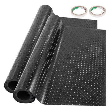 KFFKFF Garage Floor Mats 2 Rolls 17 x 3.6 ft Garage Mat 2.5mm Thickness Black Garage Flooring PVC Garage Mats for Under Car