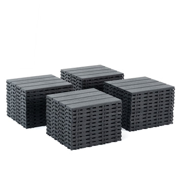 Pouseayar Plastic Interlocking Deck Tiles, 44 Pack,12"x12" Waterproof Outdoor Flooring All Weather Use, Patio Floor Decking Tiles, Grey