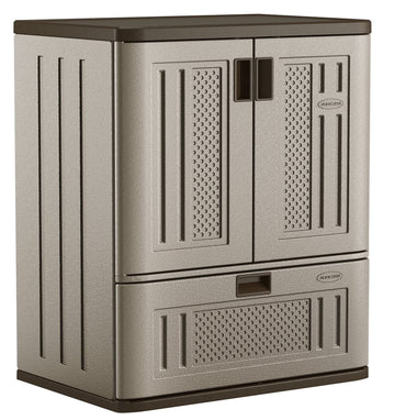 Suncast Single Drawer Resin Base Storage Cabinet, Platinum Metallic