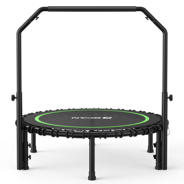 BCAN 450 LBS Foldable Mini Trampoline, 40" Fitness Trampoline with Bungees, Stable & Quiet Exercise Rebounder for Kids/Adults