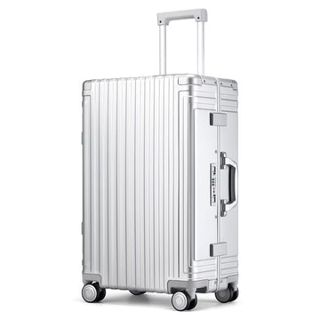 All Aluminum Hardshell Luggage, Airline Approved Zipperless Hardside Carry on Suitcase with Spinner Wheels, Checked Aluminium Luggage Metal Rolling Luggage Case for Travel, Business