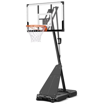 Seray Basketball Hoop with 4.8-10 feet Height Adjustable for Kids/Adults, Portable Basketball Goal with 44 inch Backboard and 2 Wheels for Outdoor/Indoor Sports