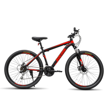 26 Inch Bikes Mountain Bike with Suspension Steel Frame, Featuring 21 Speed, Double Disc Brake and Dual Suspension Anti-Slip Bicycles for Adults, Red