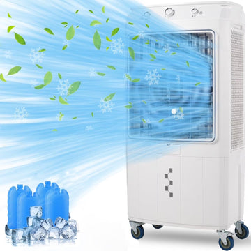 Garvee Air Coolers For Home Quiet,Evaporative Air Cooler 4100 CFM Swamp Cooler Air Conditioner with Remote Control and 4 Ice Packs, 3 Modes & Wind Speeds for Outdoor, Indoor, Garage, 15.8 Gallons
