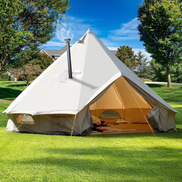 Dextrus Camping Tent with Stove Jacks & Windows for Outdoor Family Party, Camping, Picnic, Barbecue