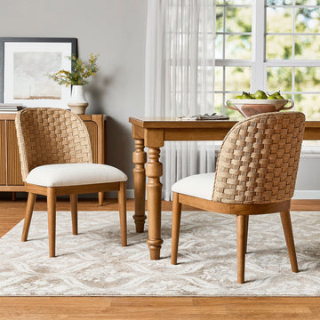 My Texas House Saylor Farmhouse Dining Chair Set, Natural Wood, Set of 2