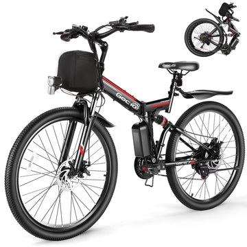 Gocio 26" Folding Electric Bike for Adults, 500W Electric Mountain Bike, Dual shock absorbers, 48V 7.8Ah Battery, Shimano 21 Speed, UL2849