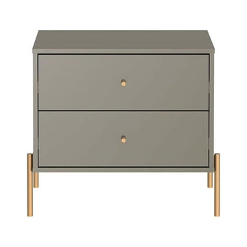 Manhattan Comfort Jasper Engineered Wood Nightstand in Gray Gloss/Gold