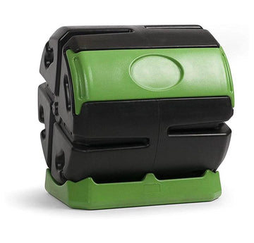 TriGol HOTFROG Rolling 37-Gallon Single Chamber Batch Tumbling Composter - Outdoor Rotating Garden Compost Bin, Black & Green