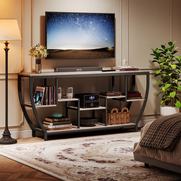 Tribesigns 70.9 Inch Entertainment Center with Storage Shelves, 70.9 Inch TV Stand for Television up to 80 Inches, Wood TV Media Console Table Unit for Living Room, Bedroom,Gray