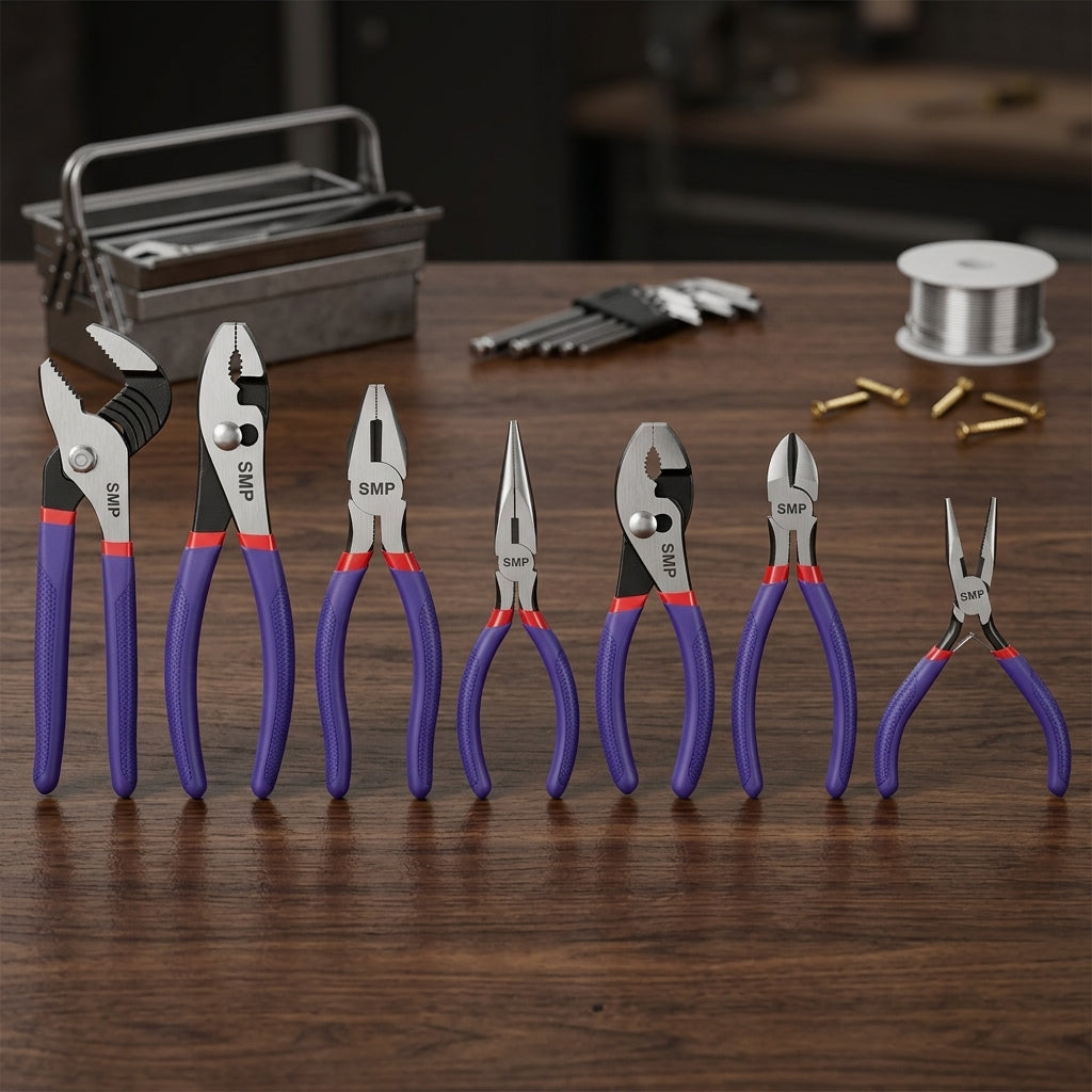 7-Piece Pliers Set: Groove, Slip Joint, Linesman & More SMP-HT-002-3