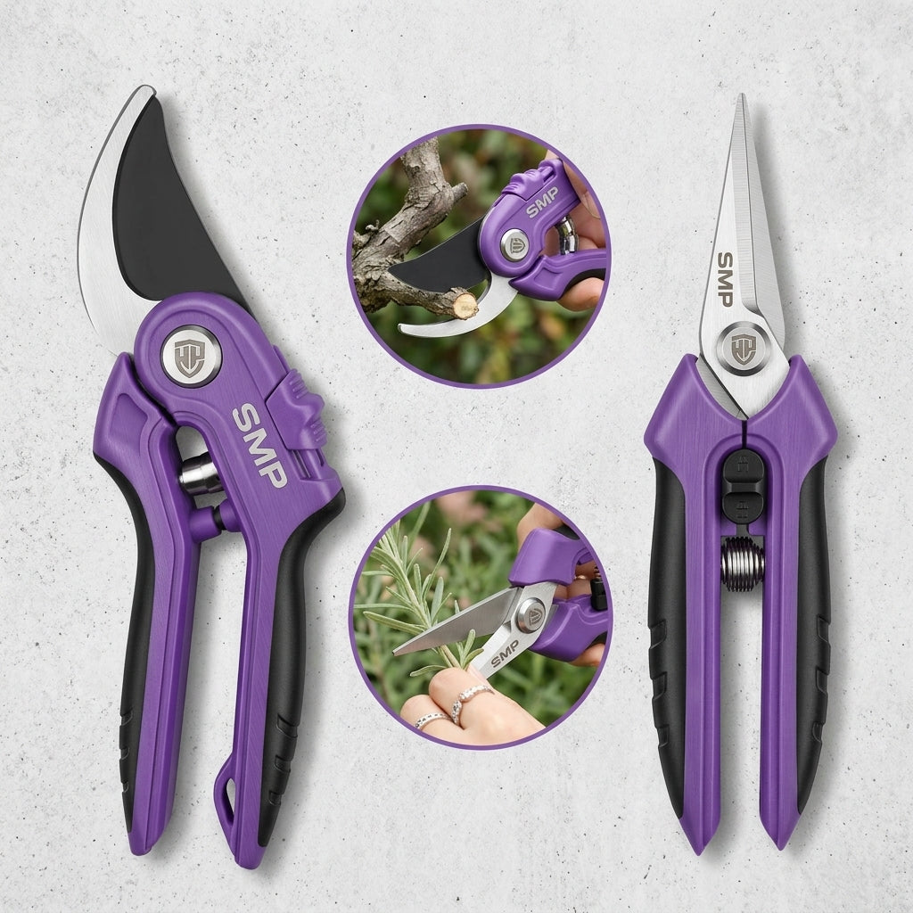 2-Pack 8 in Bypass Pruner & 6.25 in Straight Garden Scissors SMP-PS-005-2