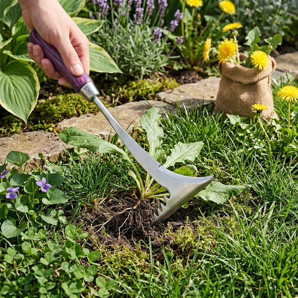 13.5 in Stainless Steel Crack Weeder with Wooden Handle SMP-WD-002-3
