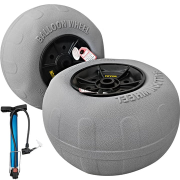 VEVOR Beach Balloon Wheels, 13" Replacement Sand Tires, TPU Cart Tires for Kayak Dolly, Canoe Cart and Buggy w/ Free Air Pump, 2-Pack