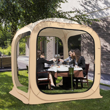 FICISOG Sports Tent Pop up Weather Pod Outdoor Screen House Pod Tent Shelter for up to 6 People, 71in Large Instant Weatherproof Pop up Tent with Clear View for Camping