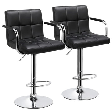 Yaheetech 2pcs PU Leather Adjustable Bar Stools for Dining Room, Black