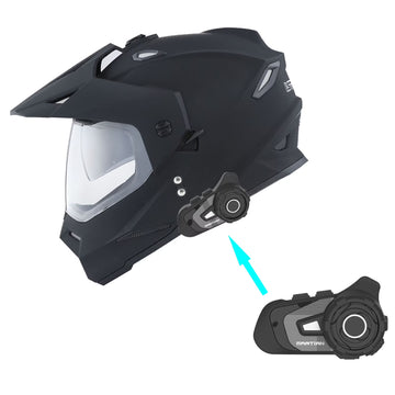 1Storm Youth Kids Dual Sport Dual Visor Motorcycle Motocross Off Road Full Face Helmet: HF802Youth Matt Black + Motorcycle Bluetooth Headset
