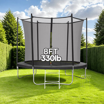 Maxkare 8FT Trampoline with Enclosure & Ladder for Adults & Kids Indoor Outdoor Play, 264 LBS Capacity