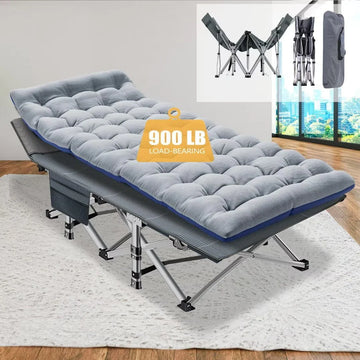 Docred Camping Cot Folding Camping Bed for Adults, Heavy Duty Collapsible Sleeping Bed, Travel Military Portable Cots Bed with Carry Bag & 2-Sided Mattress for Indoor & Outdoor Use