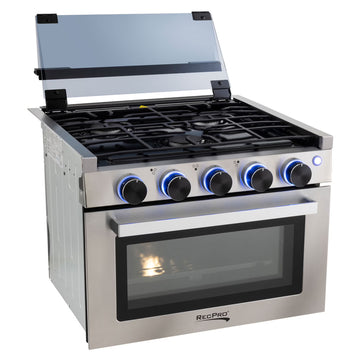 RecPro 17 Inch 3 Burner Propane RV Stove Gas Range without Hood, Silver