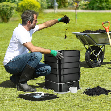 KFFKFF 5-Tray Worm Composter 44 QT/50 L Worm Compost Bin Indoor and Outdoor