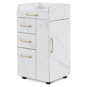 BarberPub Salon Trolley, Hair Styling Rolling Utility Cart with Storage Drawer
