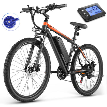 Vibespark Electric Bike, Electric Bike for Adults 26" EBike 500W Adult Electric Bicycle, 19.8MPH Electric Mountain Bike, 48V 7.8Ah Battery, Lockable Suspension Fork, Shimano 21 Speed, LCD Display