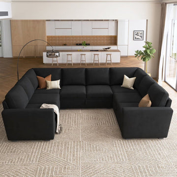 Honbay Convertible Velvet Sofa Bed with Pull-Out Couch Bed and Storage, Black
